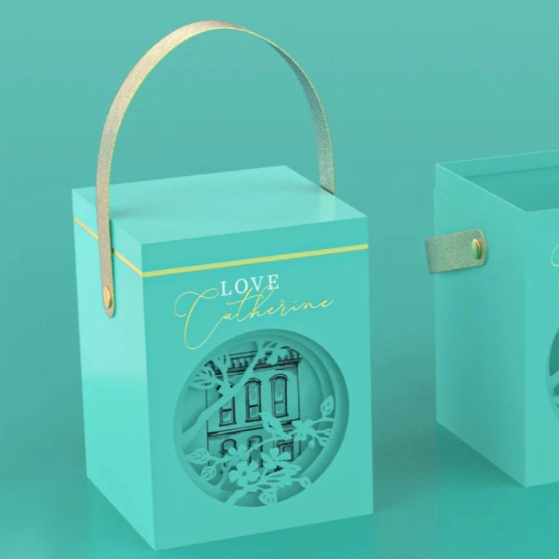 Boîte d'emballage de maquillage à main sur le thème de l'amour bleu et des sentiments romantiques 1