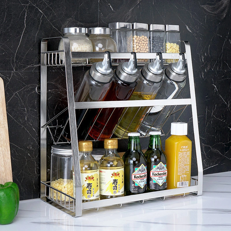 Custom three-layer seasoning rack 304 stainless steel for kitchen storage 1