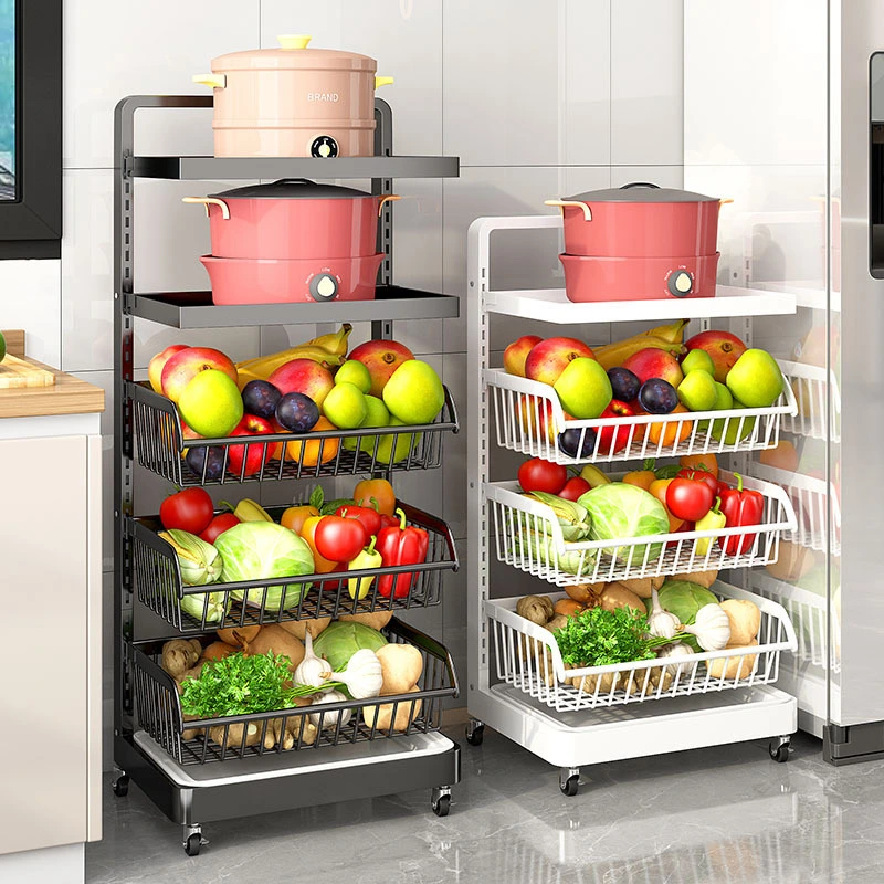 Chariot multicouche en métal pour fruits et légumes, pour le rangement de la cuisine et du salon 1