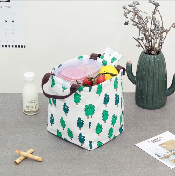 Korean na bersyon ng cotton linen portable thermal food lunch bag para sa mga bata na fresh-keeping cold ice bag 1