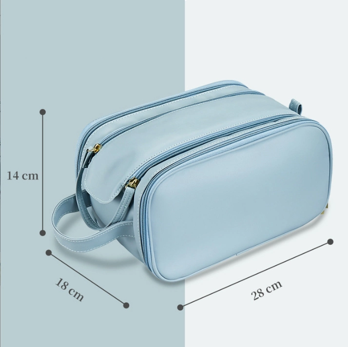 Grosir travel PU Wanita Makeup kuas tas fashion ritsleting ganda tas perlengkapan mandi logo kustom 1