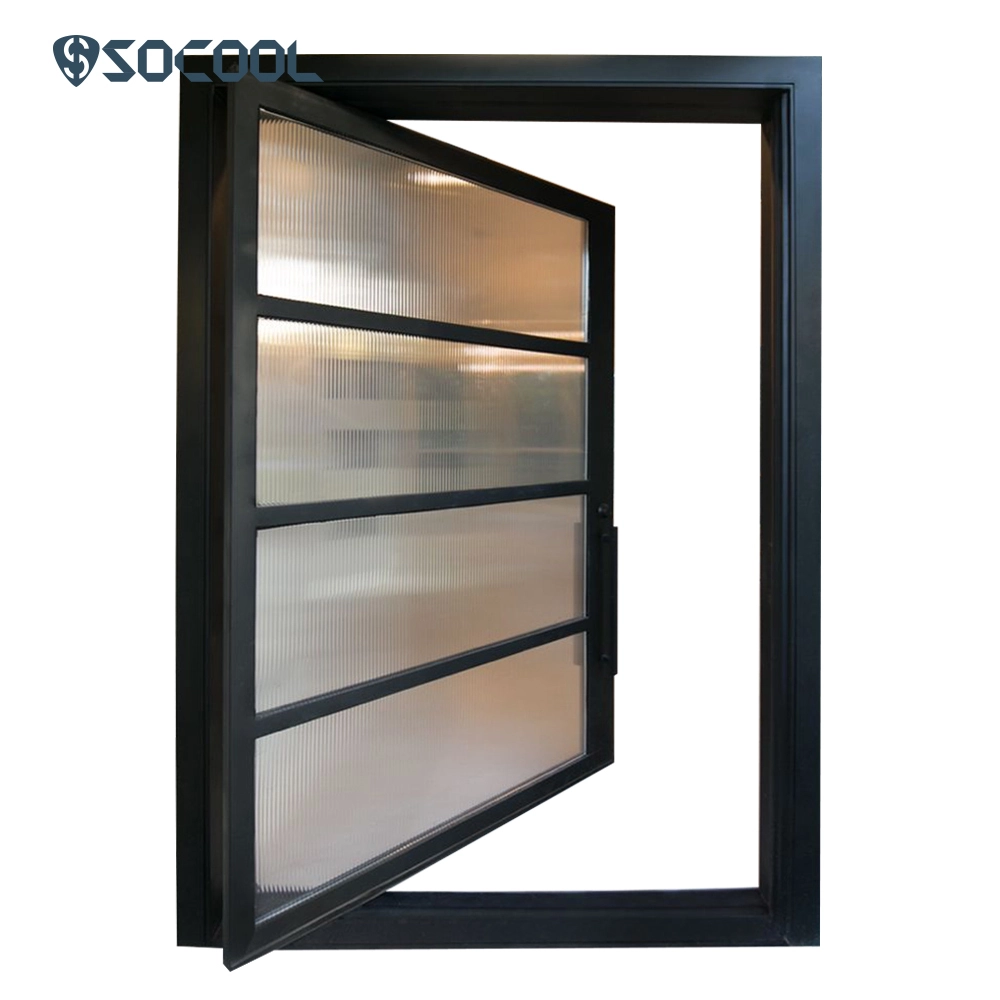 Socool Elegant Fusion Черная стеклянная поворотная входная дверь в рамке с декоративным покрытием 1