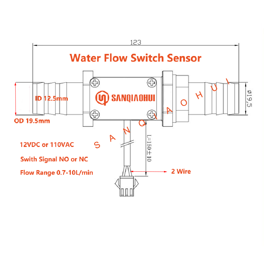 Sanqiaohui produisant des capteurs de débit d'eau 1/2 + 3/4 pouces Barb 6