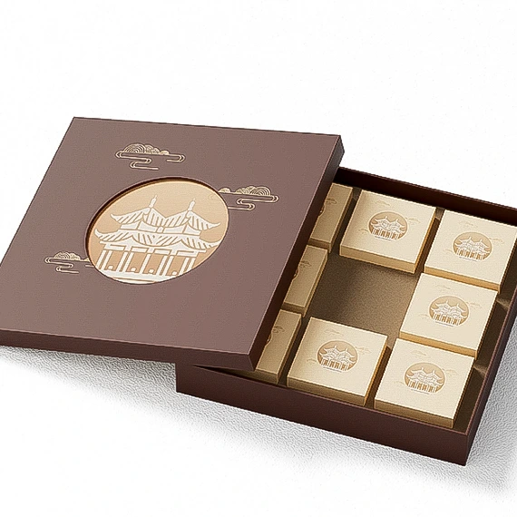 copertina marrone Cielo e terra Scatola per imballaggio Mooncake 1