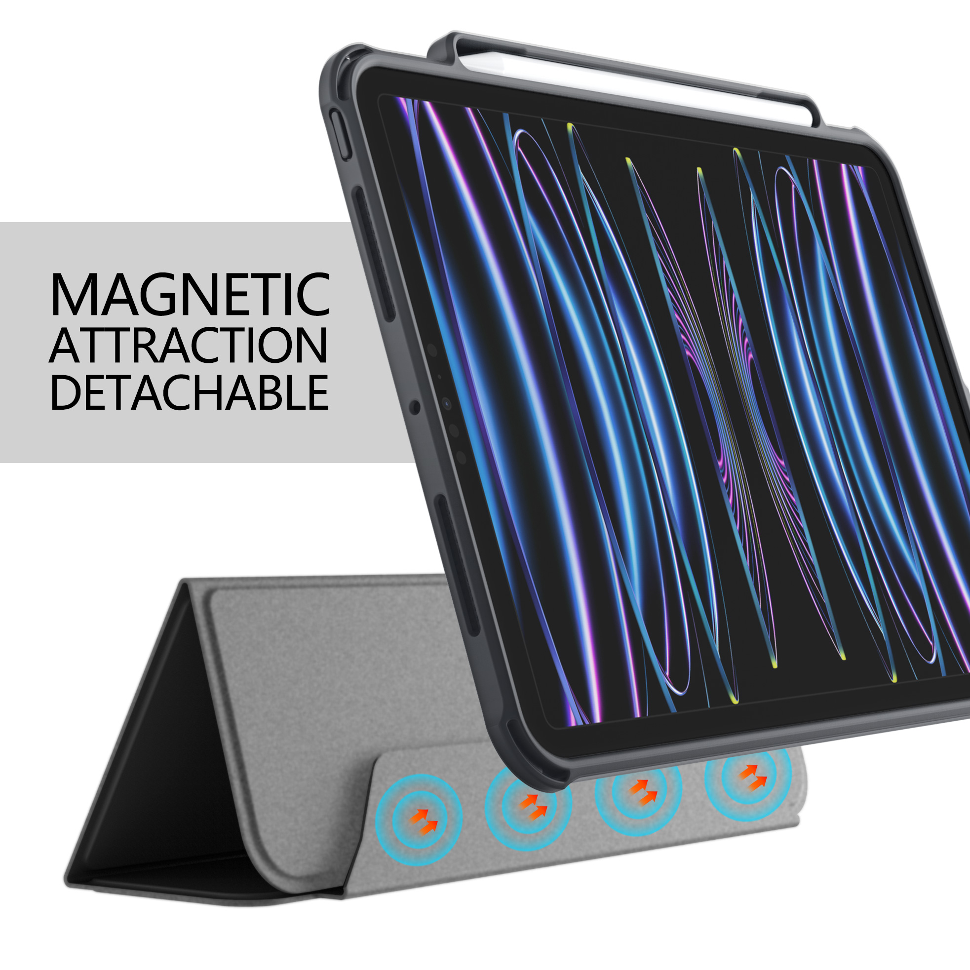 2024 New Arrival Clear 2.0mm PC TPU Four Corner Airbag Shockproof Smart Cover iPad Leather Case For iPad Air 10.9 inch 6/5/4th 5