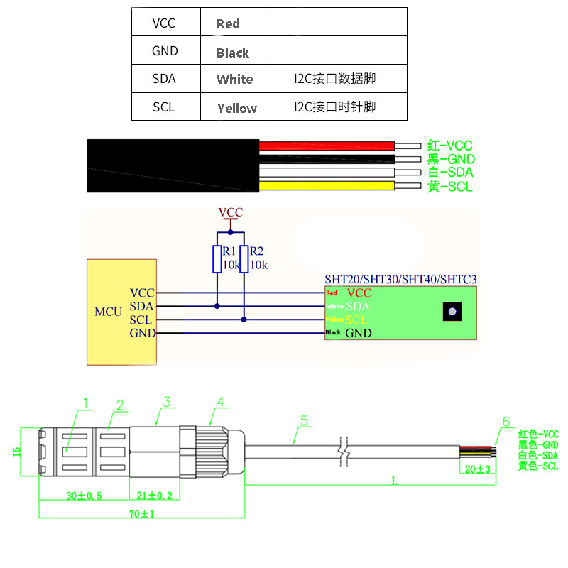 SANQIAOHUI Sensor de temperatura y humedad SHT40 I2C 3