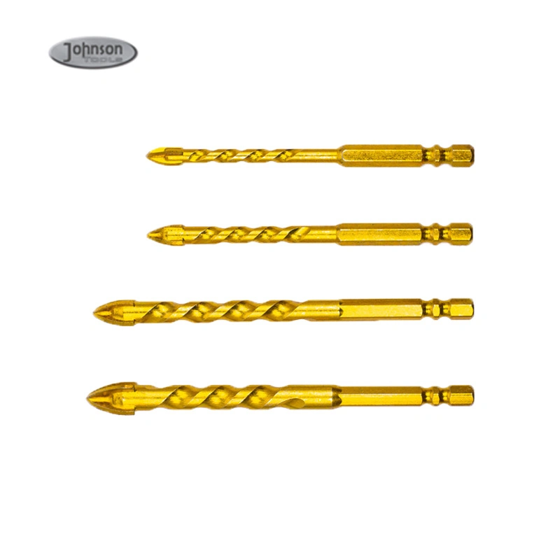 Johnson Tools Broca triangular 6 8 10 12 mm Vidrio totalmente cerámico Hormigón Cemento Pared Taladro eléctrico manual Perforador para azulejos Taladro giratorio Cabezal giratorio 4