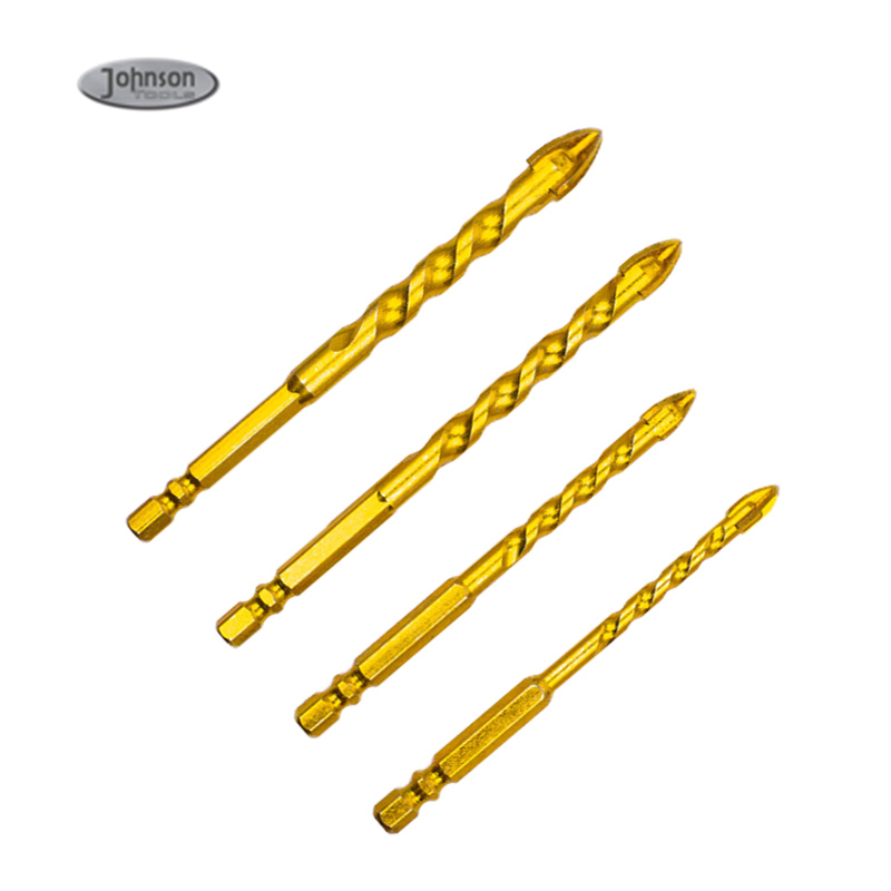 Johnson Tools Broca triangular 6 8 10 12 mm Vidrio totalmente cerámico Hormigón Cemento Pared Taladro eléctrico manual Perforador para azulejos Taladro giratorio Cabezal giratorio 1