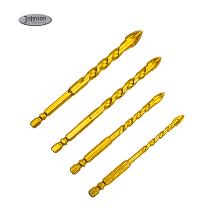 Johnson Tools Broca triangular 6 8 10 12 mm Vidrio totalmente cerámico Hormigón Cemento Pared Taladro eléctrico manual Perforador para azulejos Taladro giratorio Cabezal giratorio 1