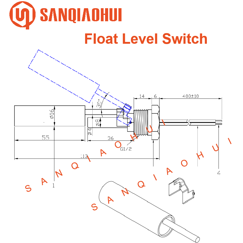 SANQIAOHUI  G1/2 float level switch liquid level sensor switch 5
