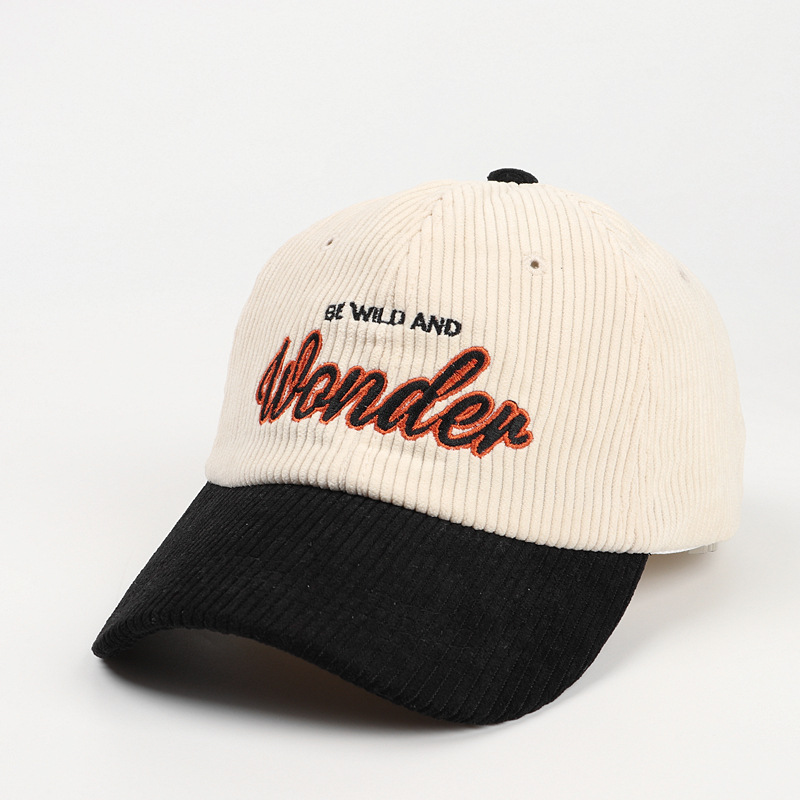 embroidered corduroy baseball cap - black