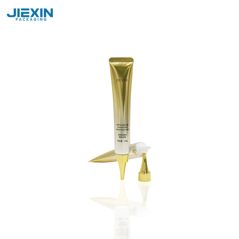 Tubo con tapón de rosca chapado en oro D19 con cabezal de boquilla para crema para ojos 1