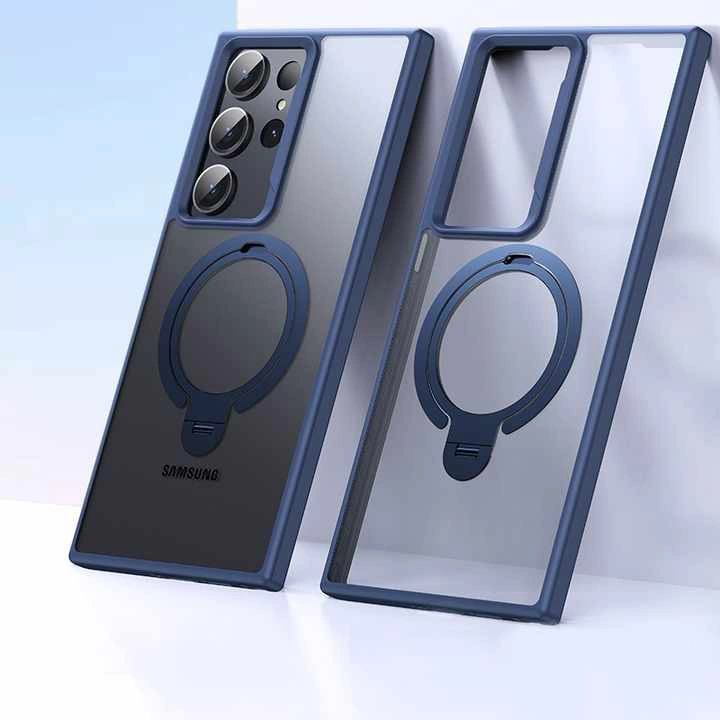 2024 NEW DESIGN TPU PC Shockproof Magnetic Anti-Scratch Phone Case for Samsung Galaxy S24 with Charging Kickstand Double Ring Camera Protection Magnet Phone Case 1