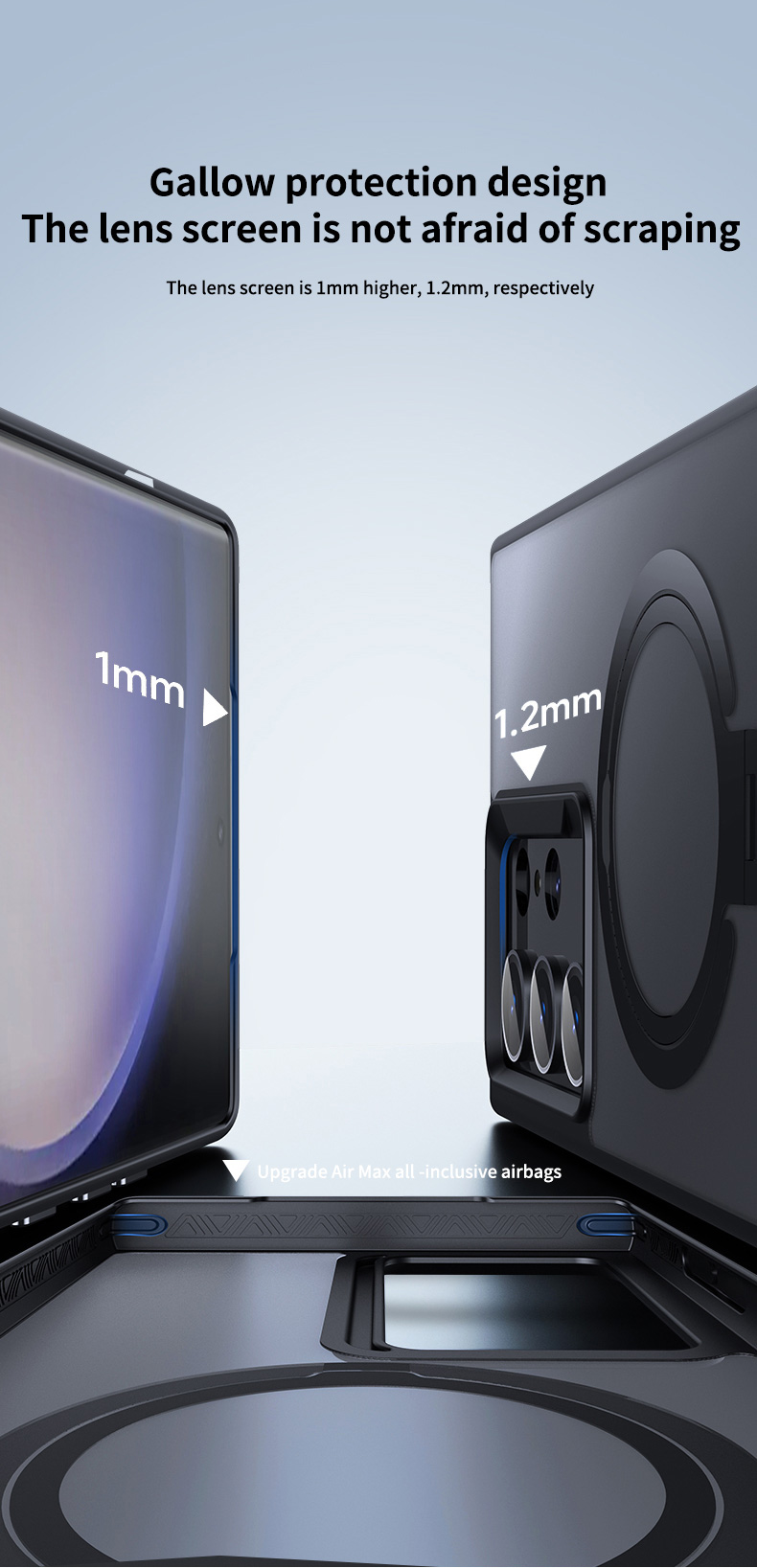 2024 NUEVO DISEÑO TPU PC Funda magnética antirrayas para teléfono a prueba de golpes para Samsung Galaxy S24 con soporte de carga Caja de teléfono con imán de protección de cámara de doble anillo 2