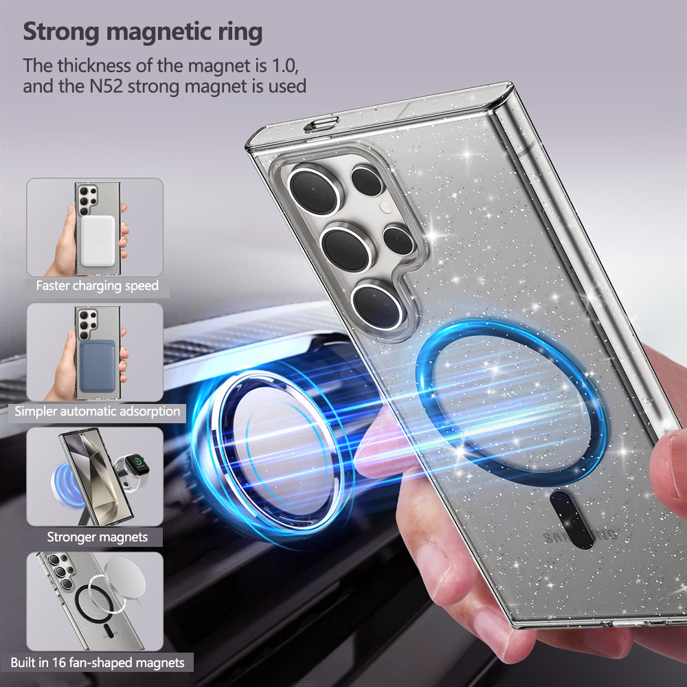 2024 Samsung Phone Case with Glitter Shockproof Protection Precise Key Case Hole Positioning For Samsung S24 High Transmittance Bling Anti-Drop Air Cushion Samsung S24 Case 11