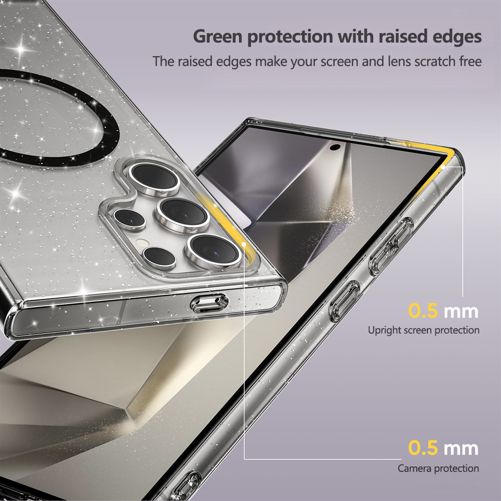 2024 Samsung Phone Case with Glitter Shockproof Protection Precise Key Case Hole Positioning For Samsung S24 High Transmittance Bling Anti-Drop Air Cushion Samsung S24 Case 10