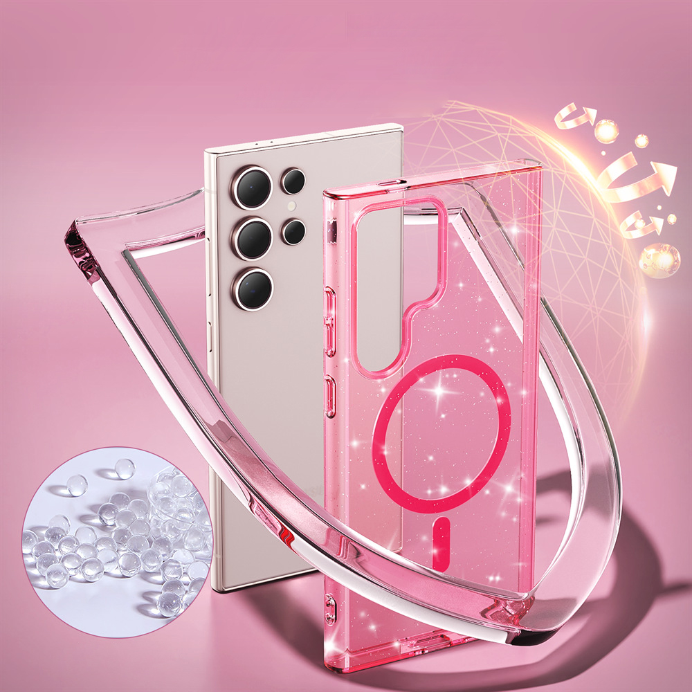 2024 Samsung Phone Case with Glitter Shockproof Protection Precise Key Case Hole Positioning For Samsung S24 High Transmittance Bling Anti-Drop Air Cushion Samsung S24 Case 5