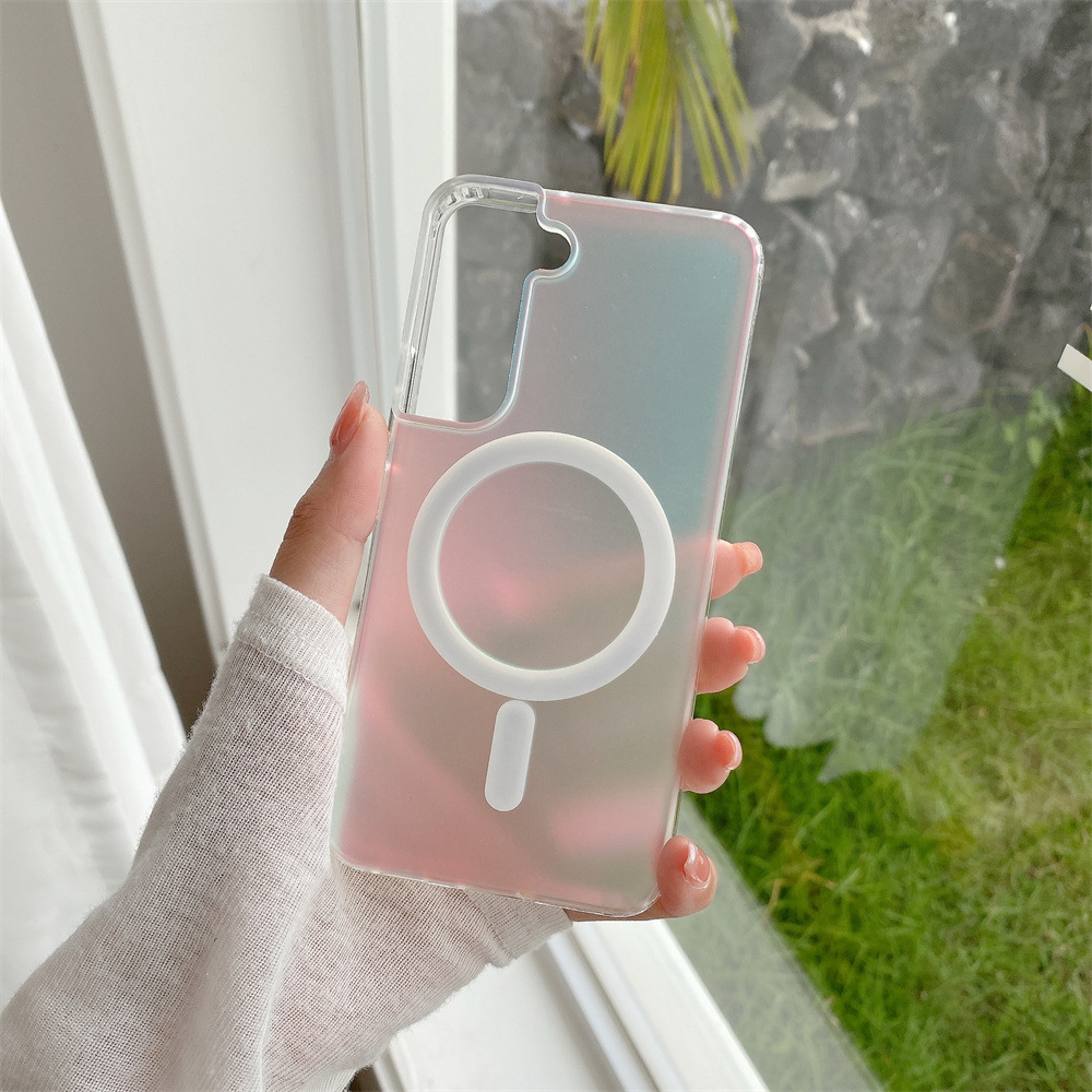 Vente chaude Couleur éblouissante IMD Coque de téléphone portable pour Samsung Galaxy S24 Protection vibrante et élégante Coque transparente antichoc Conception magnétique IMD Construction en PC TPU 13