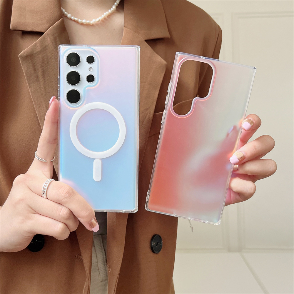 Vente chaude Couleur éblouissante IMD Coque de téléphone portable pour Samsung Galaxy S24 Protection vibrante et élégante Coque transparente antichoc Conception magnétique IMD Construction en PC TPU 6