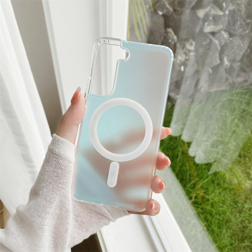 Vente chaude Couleur éblouissante IMD Coque de téléphone portable pour Samsung Galaxy S24 Protection vibrante et élégante Coque transparente antichoc Conception magnétique IMD Construction en PC TPU 5