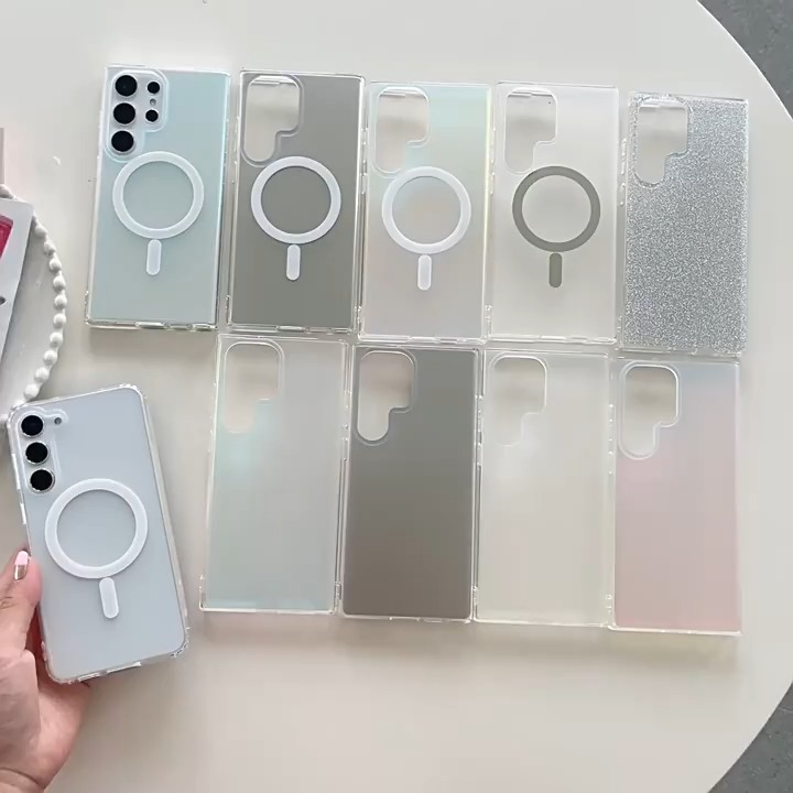 Vente chaude Couleur éblouissante IMD Coque de téléphone portable pour Samsung Galaxy S24 Protection vibrante et élégante Coque transparente antichoc Conception magnétique IMD Construction en PC TPU 1