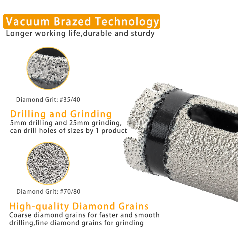 Johnson Tools 20/25mm  Diamond Finger Milling Bit with Triangle Shank for Porcelain Tile Ceramic Stone Granite Marble 4