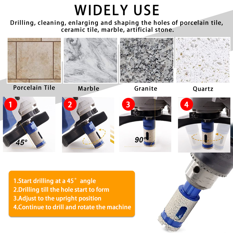 Johnson Tools 20/25mm  Diamond Finger Milling Bit with Triangle Shank for Porcelain Tile Ceramic Stone Granite Marble 7