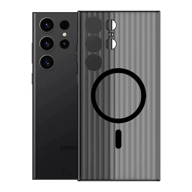 2024 Nouvelle mode Premium Samsung Coque de téléphone magnétique pour Galaxy S24 Transparent Antichoc Ondulé Magnétique Clair Etanche Coque de téléphone pour Samsung 4