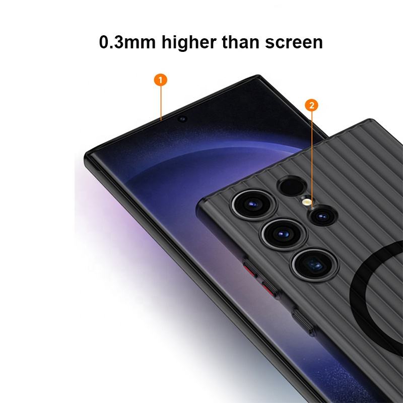 2024 Nouvelle mode Premium Samsung Coque de téléphone magnétique pour Galaxy S24 Transparent Antichoc Ondulé Magnétique Clair Etanche Coque de téléphone pour Samsung 7