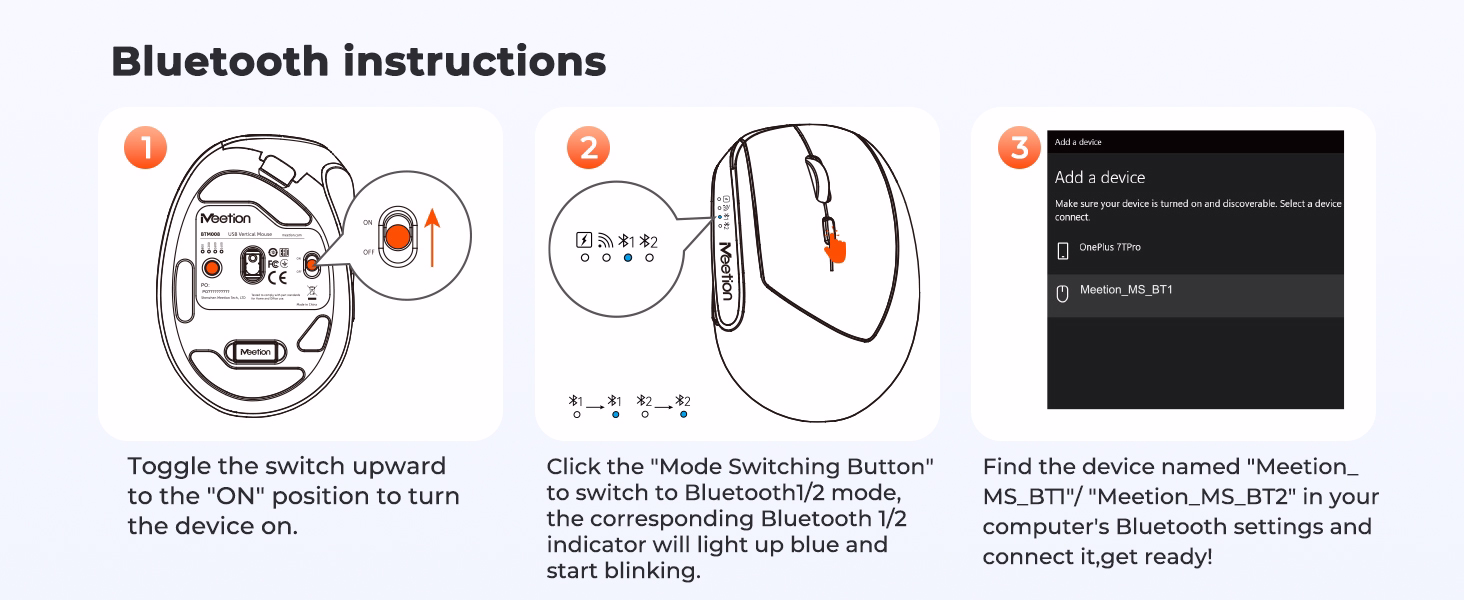 Meetion BTM008 Wireless And Bluetooth Ergonomic Mouse