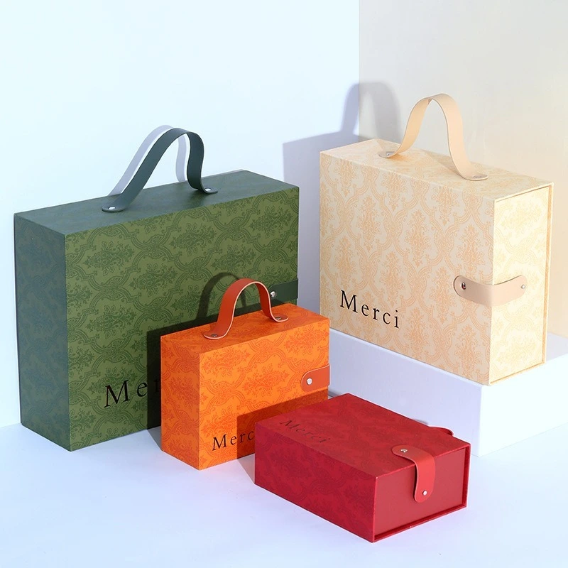 Luxuriöse Schubladenbox aus Karton, Geschenkbox mit Bandgriff, große schwarze Geschenkbox 1
