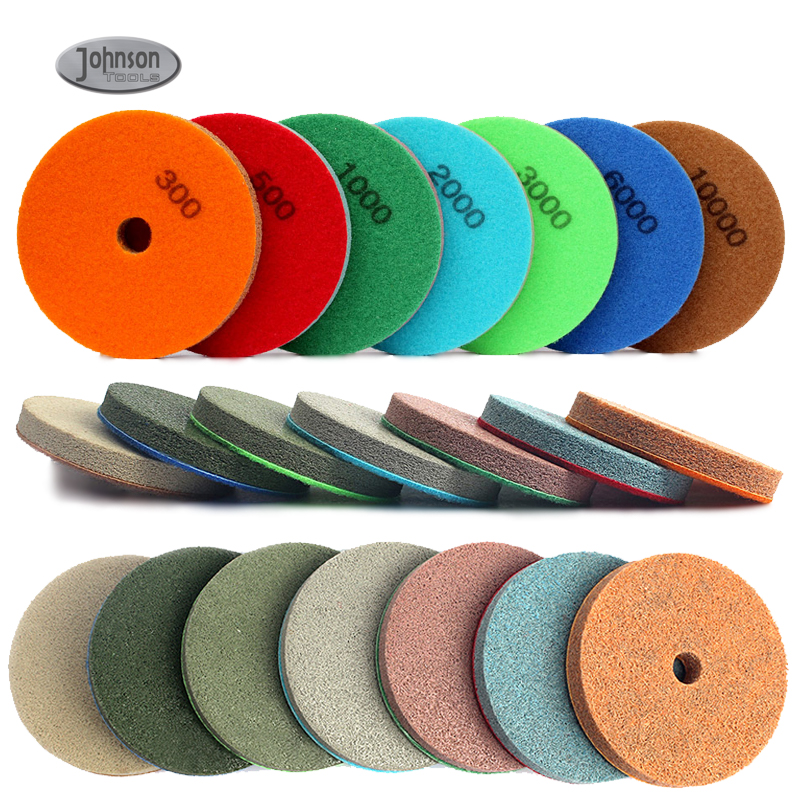 Johnson Tools 4 Diamond Sponge Fiber Polishing Pad 300-10000 Grit - Polishing Tile Stone Marble Concrete Ceramics Glass 2