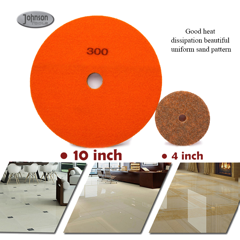 Johnson Tools 4 Diamond Sponge Fiber Polishing Pad 300-10000 Grit - Polishing Tile Stone Marble Concrete Ceramics Glass 6