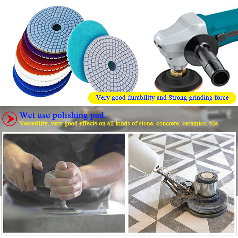 Johnson Tools 4-inci 100mm 7 langkah pad penggilap basah berlian untuk terazo granit kuarza 5