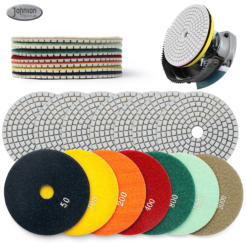 Johnson Tools 4-inci 100mm 7 langkah pad penggilap basah berlian untuk terazo granit kuarza 3