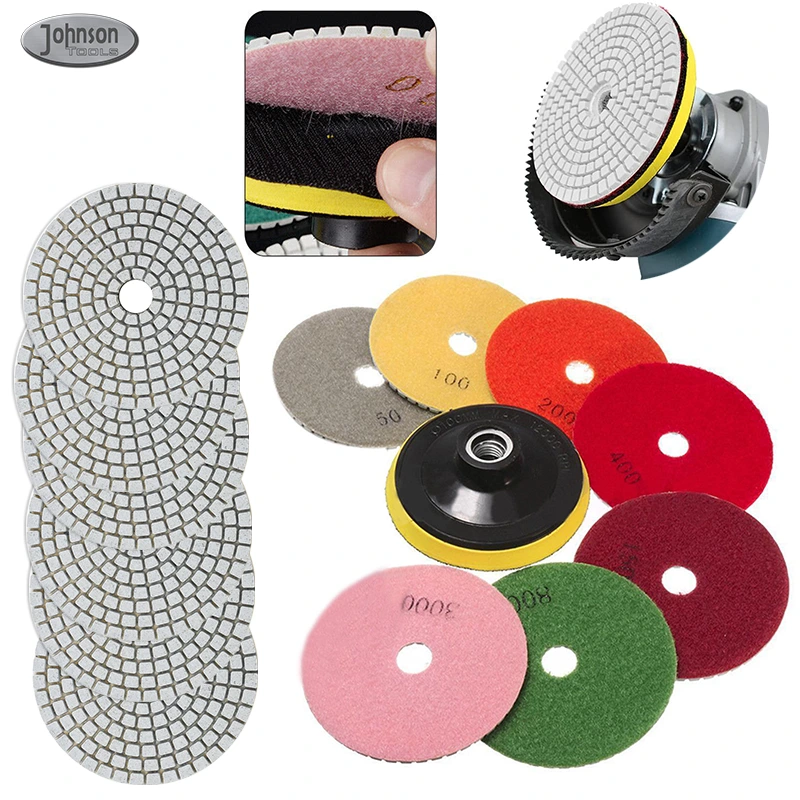 Tampone per lucidatura a umido diamantato a 7 passaggi da 4 pollici 100 mm Johnson Tools per terrazzo in granito e quarzo 1