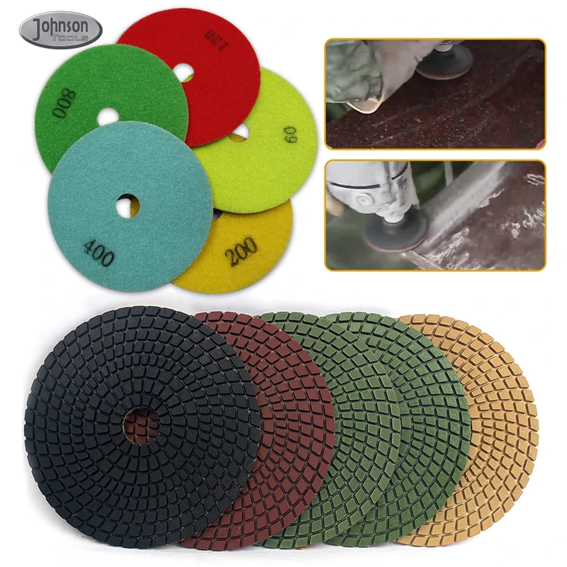 Johnson Tools 5 Inch Wet Diamond Polishing Pads for Stone Concrete Marble Granite 1