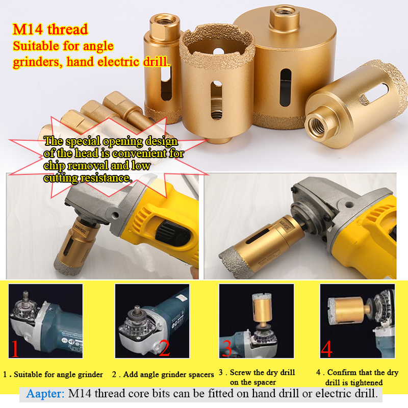 Johnson Tools Saiz Berbeza Jubin Pateri Vakum Gergaji Lubang Gerudi Berlian Kering Bit Teras untuk Seramik Porselin Jubin 4