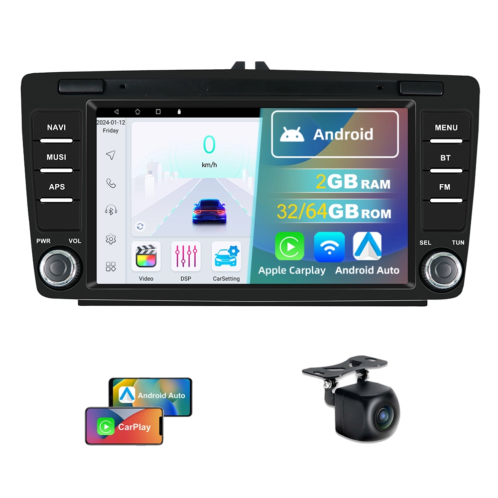 JYT 8 дюймов Ram 2 ГБ ПЗУ 32/64 ГБ BT 5,4 Wi-Fi Проводной беспроводной Android Auto Carplay 2 Din Автомобильный DVD-плеер для Skoda Автомобильное стерео радио 1