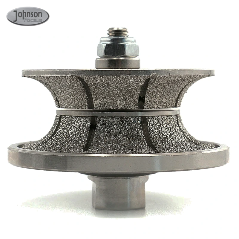 Johnson Tools Diamond Hand Profiler Router Bit 1-1/4 inci Penuh Bullnose Coarse Profiler Wheel dengan 5/8-11 Thread untuk Granit Marble Countertop Edge 1