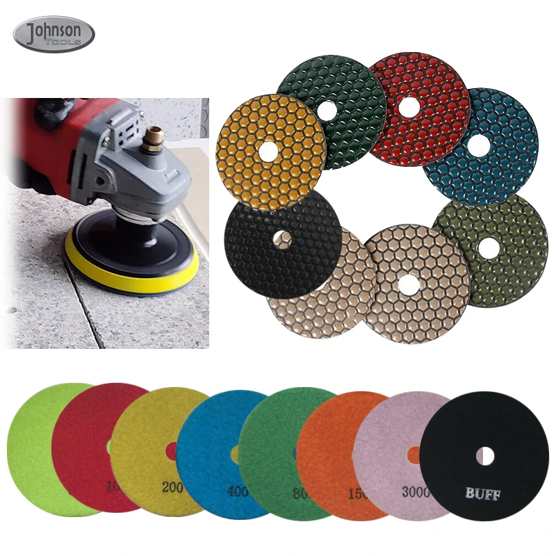 Johnson Tools Factory Direct Sell 4 inch Honeycomb Diamond Dry Polishing Hand pads 1