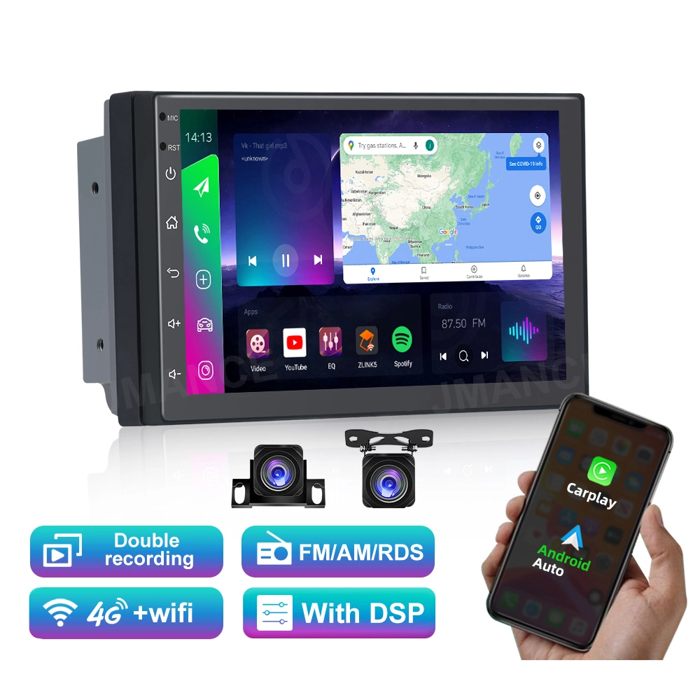 Best Selling 7 inch Dashboard Ram 6GB Rom 128GB 4G BT 5.0 Android auto Carplay 2 Din Car Radio Supports Dual Recording Cameras 1