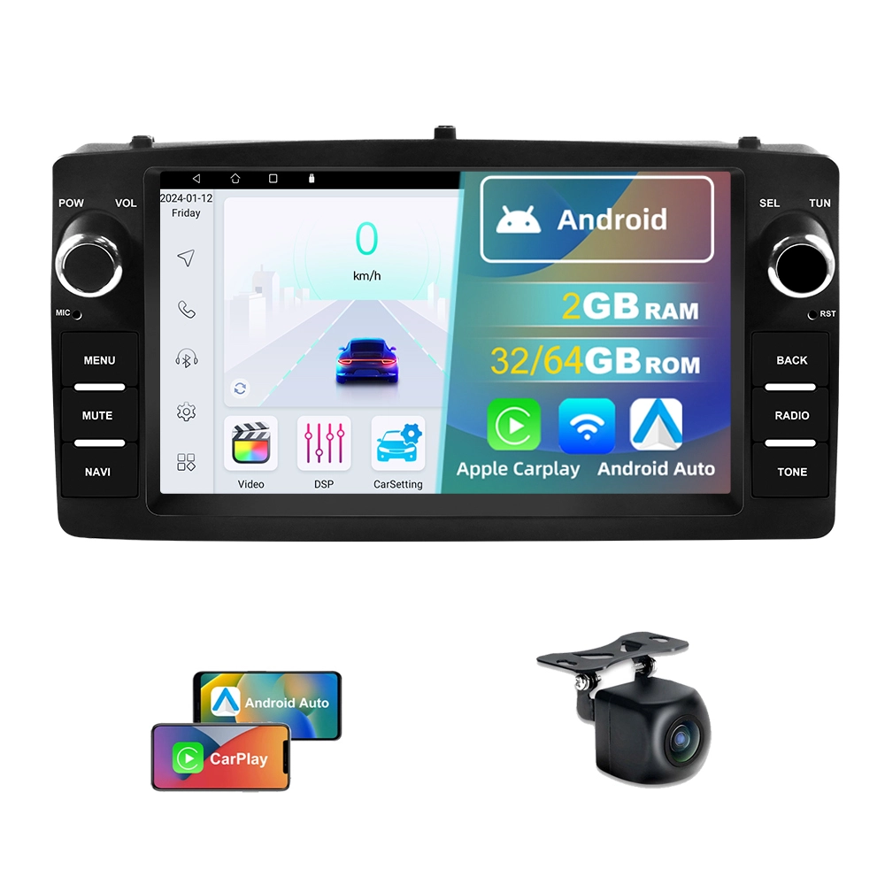 Meilleure vente 7 pouces Android 10 voiture GPS navigation pour Toyota universel 2 Din Carplay Android Auto stéréo Radio lecteur multimédia 1