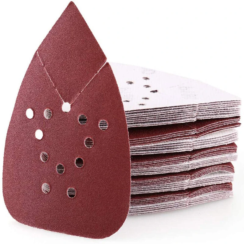 Johnson Tools Segitiga Tetikus Butiran Kertas Pengamplasan cangkuk dan gelung disandarkan Self Stick Red Aluminium Oxide Untuk Kayu Cat Kereta Marmar 1