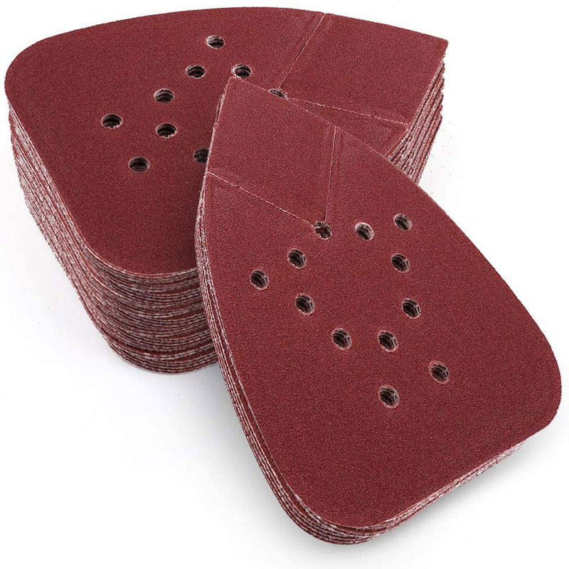 Johnson Tools Segitiga Tetikus Butiran Kertas Pengamplasan cangkuk dan gelung disandarkan Self Stick Red Aluminium Oxide Untuk Kayu Cat Kereta Marmar 3