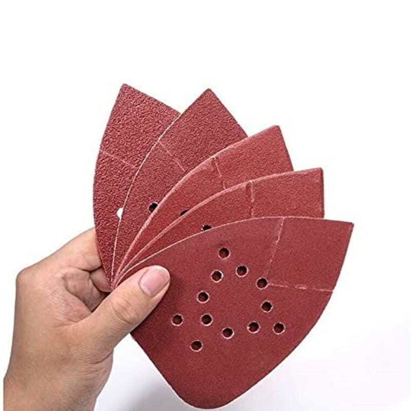 Johnson Tools Segitiga Tetikus Butiran Kertas Pengamplasan cangkuk dan gelung disandarkan Self Stick Red Aluminium Oxide Untuk Kayu Cat Kereta Marmar 5