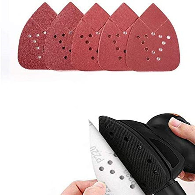 Johnson Tools Segitiga Tetikus Butiran Kertas Pengamplasan cangkuk dan gelung disandarkan Self Stick Red Aluminium Oxide Untuk Kayu Cat Kereta Marmar 6