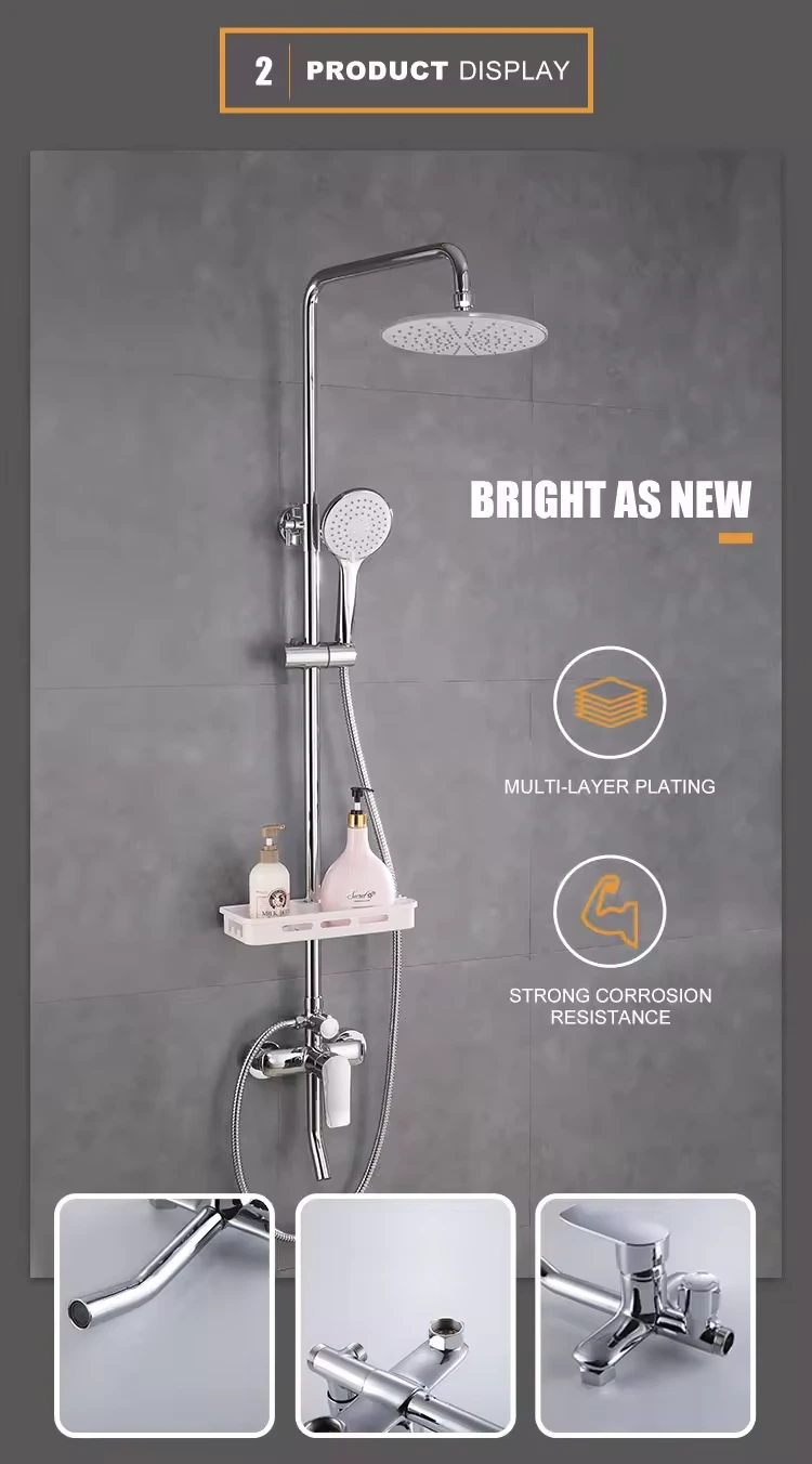 Brass Stainless Steel 3 Function Chrome Shower Sets For Hotel 1
