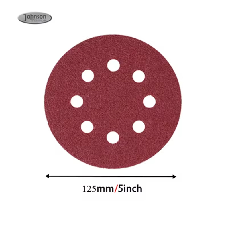 Johnson Tools Premium 8 furos 5 polegadas vermelho gancho e disco de lixamento de óxido de alumínio para drywall 1