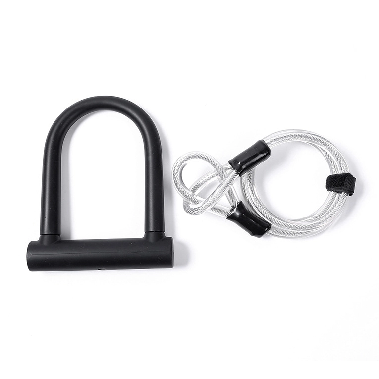 U-shaped lock Silicone manganese steel with steel cable rope YMUL06 1